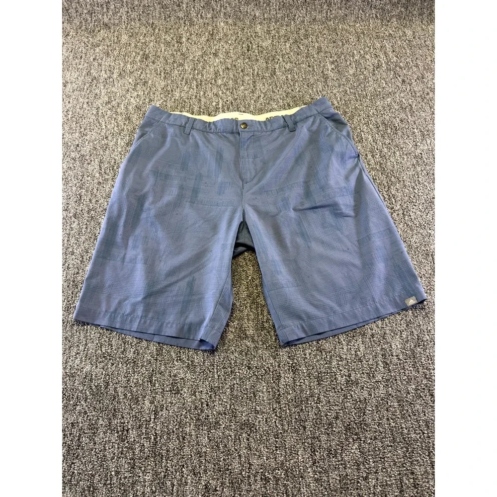 Adidas Chino Shorts Mens 38 Blue Geometric Polyester Performance Golf Pockets
